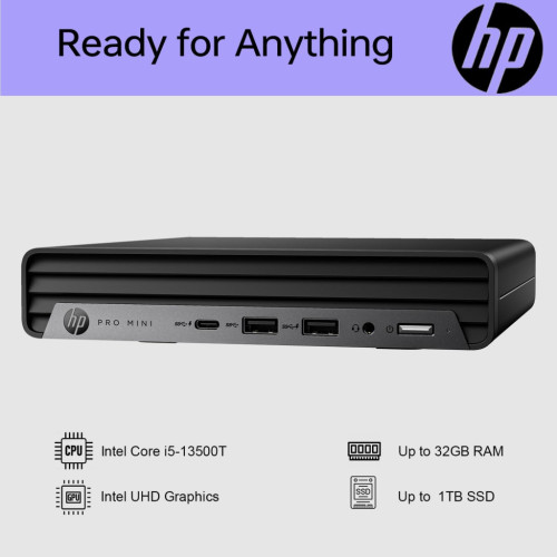Комп'ютер HP Pro 400 G9 Mini / i3-13100T, 8, 512, WiFi, кл+м, Win11P (884V0EA)