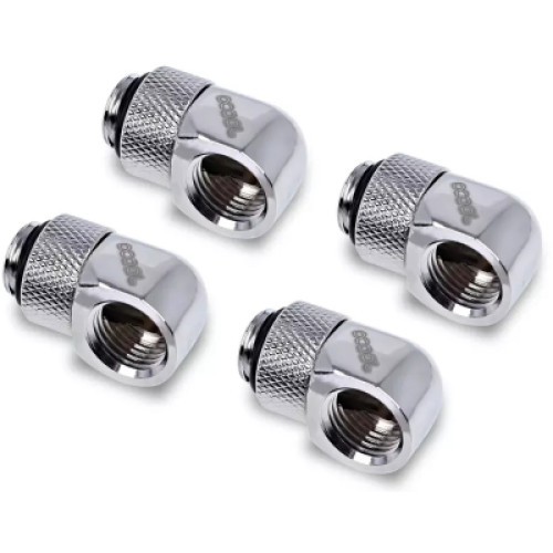 Фітинг для СРО Alphacool Eiszapfen L-connector rotatable - 4pcs Set - Chrome (17616)