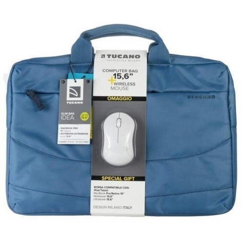 Сумка для ноутбука Tucano 15.6 SLIM BAG IDEALE + Wireless mouse, Blue (BU-BIDEA-WM-Z)