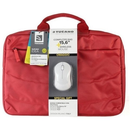 Сумка для ноутбука Tucano 15.6 SLIM BAG IDEALE + Wireless mouse, Red (BU-BIDEA-WM-R)