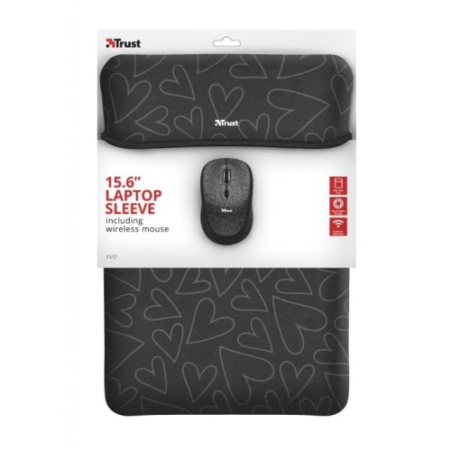 Чохол до ноутбука Trust 15.6 Yvo Mouse & Sleeve Black-hearts + mouse (23440)