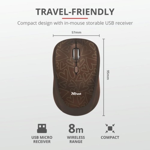 Чохол до ноутбука Trust 15.6 Yvo Mouse & Sleeve Brown-hearts + mouse (23446)