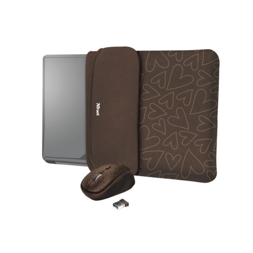 Чохол до ноутбука Trust 15.6 Yvo Mouse & Sleeve Brown-hearts + mouse (23446)