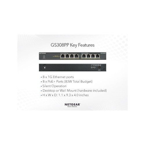 Комутатор мережевий Netgear GS308PP-100EUS