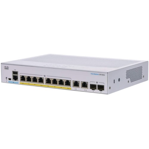 Комутатор мережевий Cisco CBS250-8PP-E-2G-EU