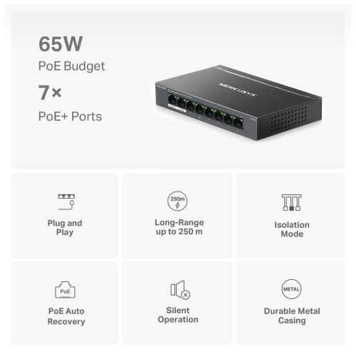 Комутатор мережевий Mercusys MS108GP Комутатор мережевий Mercusys MS108GP