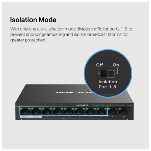Комутатор мережевий Mercusys MS110P Комутатор мережевий Mercusys MS110P