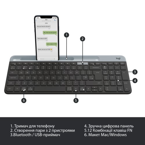 Клавіатура Logitech K580 Slim Multi-Device Wireless Graphite (920-009275)