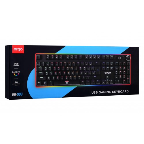 Клавіатура Ergo KB-955 Blue Switch RGB USB Black (KB-955)