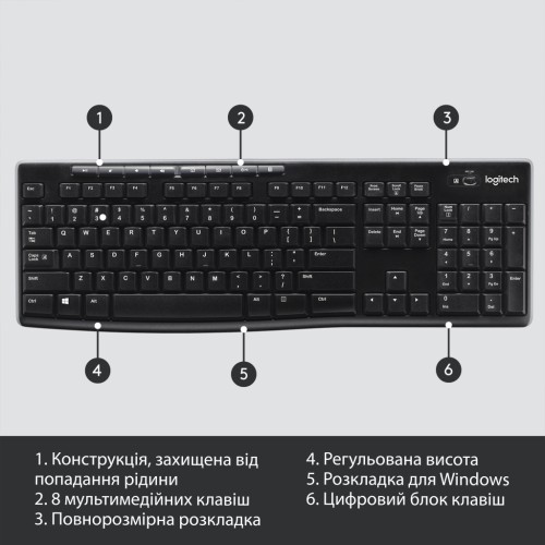 Клавіатура Logitech K270 Wireless UA Black (920-003738)