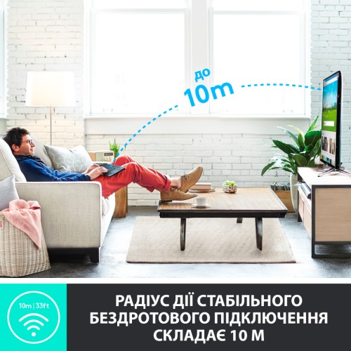 Клавіатура Logitech K400 Plus Touch Wireless UA White (920-007146)