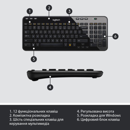 Клавіатура Logitech K360 Wireless UA Black (920-003080)