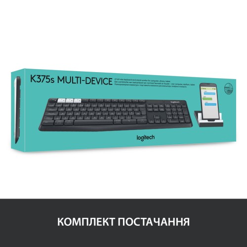 Клавіатура Logitech K375s Multi-Device Wireless UA Graphite (920-008181)