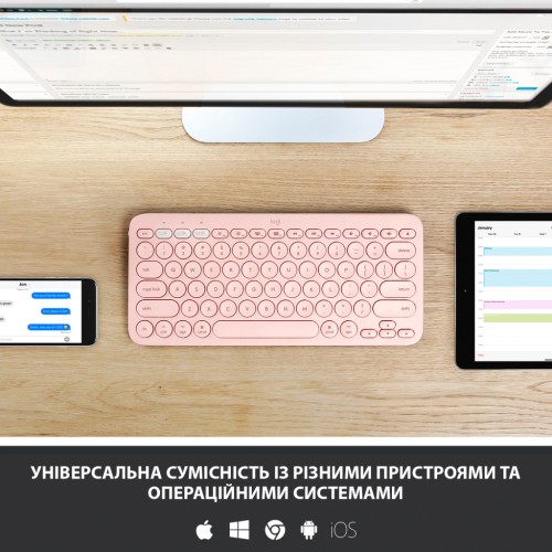 Клавіатура Logitech K380 for MAC Multi-Device Bluetooth UA Rose (920-010406)