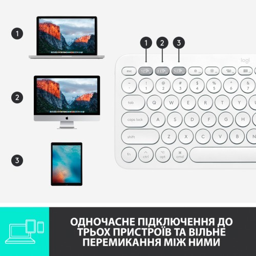 Клавіатура Logitech K380 for MAC Multi-Device Bluetooth UA Off-White (920-010407)