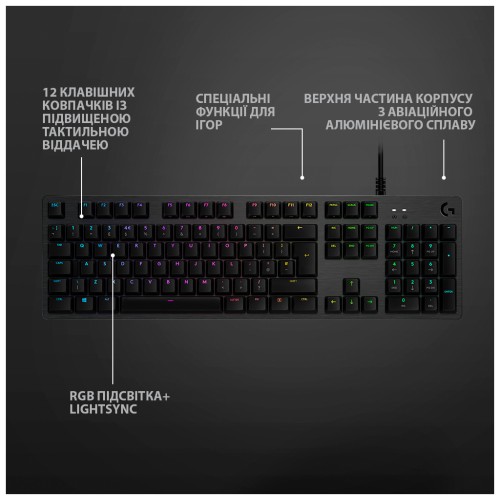 Клавіатура Logitech G512 Lightsync RGB Mechanical GX Red USB UA Carbon (920-009370)