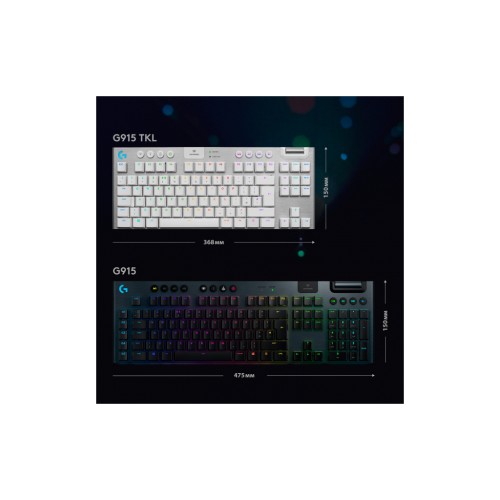 Клавіатура Logitech G915 TKL Tenkeyless Lightspeed RGB Tactile UA White (920-009503)