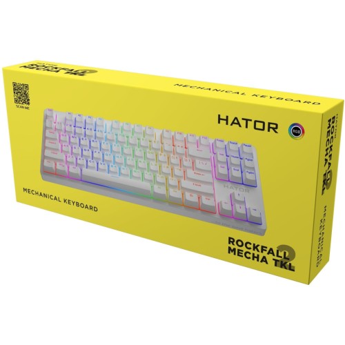 Клавіатура Hator Rockfall 2 Mecha TKL Orange USB White (HTK-521)