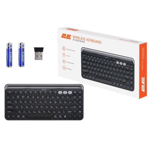 Клавіатура 2E KS250 Wireless USB/Bluetooth UA Black (2E-KS250WBK_UA)