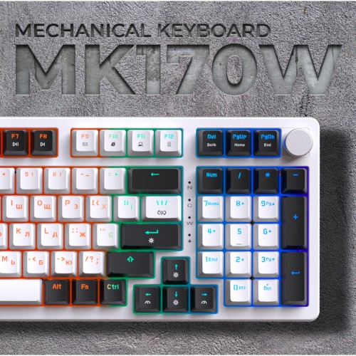 Клавіатура OfficePro MK170W Hot-Swap Red Swich RGB USB UA White (MK170W)