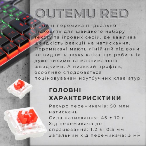 Клавіатура GamePro MK140R Red Swich Low Profile USB Dark Gray (MK140R)