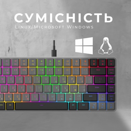 Клавіатура GamePro MK141R Red Swich Low Profile RGB USB Dark Gray (MK141R)