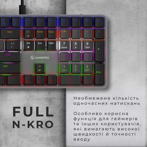 Клавіатура GamePro MK145R Red Swich Low Profile USB Dark Gray (MK145R)