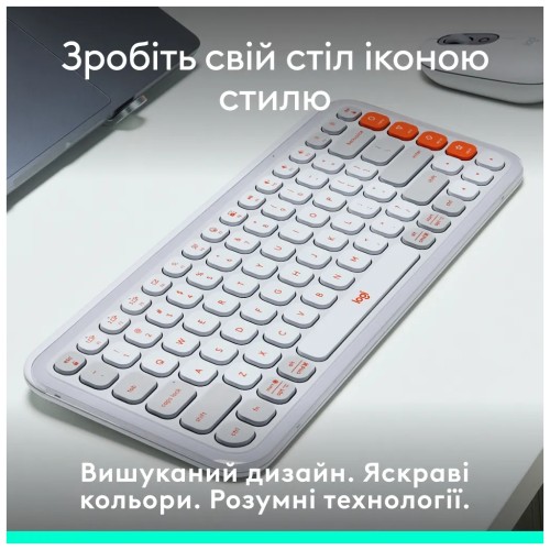 Клавіатура Logitech POP Icon Keys Bluetooth UA Off-White (920-013072)