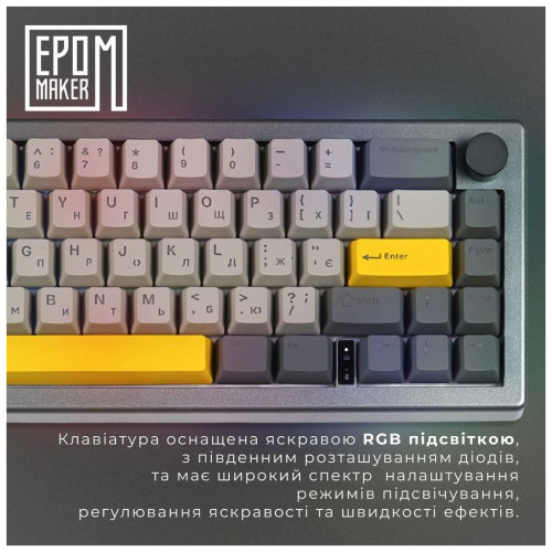 Клавіатура Epomaker EK68 65 Budgerigar V2 Switch Hot-Swap RGB Wireless/Bluetooth/USB UA Black (EK68-B-BV2)