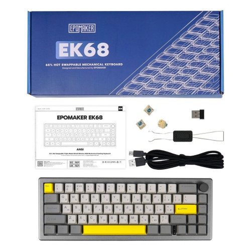 Клавіатура Epomaker EK68 65 Budgerigar V2 Switch Hot-Swap RGB Wireless/Bluetooth/USB UA Black (EK68-B-BV2)