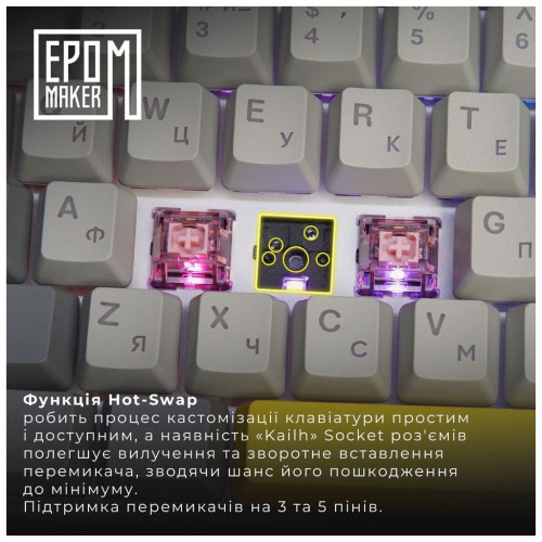 Клавіатура Epomaker EK68 65 Flamingo Switch Hot-Swap RGB Wireless/Bluetooth/USB UA Black (EK68-B-F)