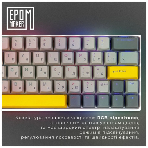 Клавіатура Epomaker EP64 60 Mulan Switch Hot-Swap RGB Wireless/Bluetooth/USB UA White (EP64-W-M)