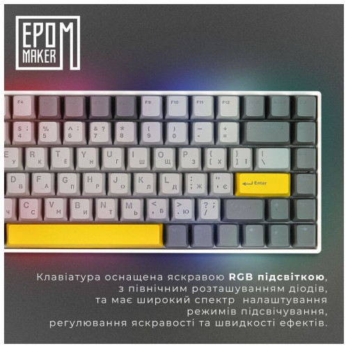 Клавіатура Epomaker EP84 Plus 75 Wisteria Linear Switch Hot-Swap RGB Wireless/Bluetooth/USB UA White (EP84-W-WL)