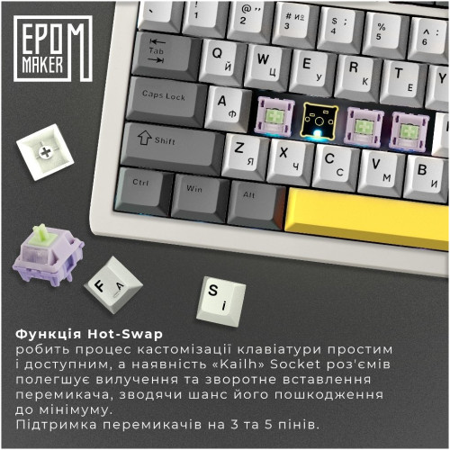 Клавіатура Epomaker Shadow-S TKL Mulan Switch Hot-Swap LCD Screen RGB Wireless/Bluetooth/USB UA White (SHS-W-M)