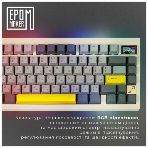 Клавіатура Epomaker TH80 Pro V2 75 Wisteria Tactile Switch Hot-Swap LCD Screen RGB Wireless/Bluetooth/USB UA White (TH80-PROV2-W-WT)