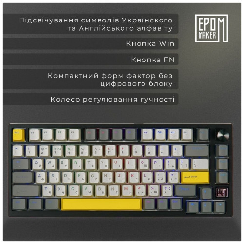 Клавіатура Epomaker TH80 SE 75 Budgerigar V2 Switch Hot-Swap RGB Wireless/Bluetooth/USB UA Black (TH80-SE-B-BV2)