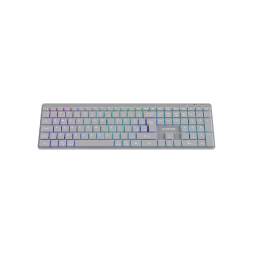 Клавіатура Canyon HKB-W11 Slim Dual Mode Wireless/Bluetooth RGB UA Grey (CNS-HBTK11G)