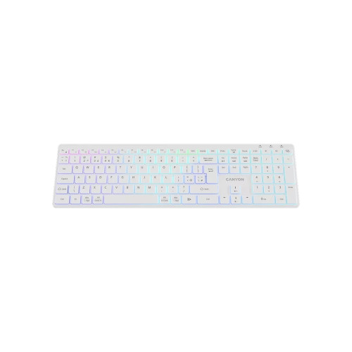 Клавіатура Canyon HKB-W11 Slim Dual Mode Wireless/Bluetooth RGB UA White (CNS-HBTK11W)