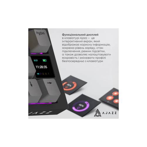 Клавіатура Ajazz AK820 Pro Gift Switch Black RGB USB/Wireless/Bluetooth UA Black (AK820PRO-G-BGY)