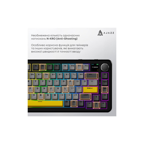 Клавіатура Ajazz AK820 MAX Magnetic switches Black RGB USB/Wireless/Bluetooth UA Black (AK820MAX-M-BGY)