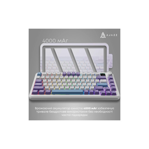 Клавіатура Ajazz AK820 MAX Magnetic switches Purple RGB USB/Wireless/Bluetooth UA Purple (AK820MAX-M-PWB)