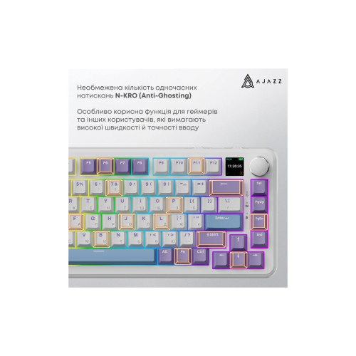 Клавіатура Ajazz AK820 MAX Magnetic switches Purple RGB USB/Wireless/Bluetooth UA Purple (AK820MAX-M-PWB)