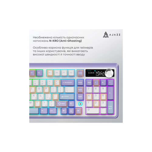 Клавіатура Ajazz AK980 Clear Sky Switch Purple RGB USB/Wireless/Bluetooth UA Purple (AK980-CS-PWB)