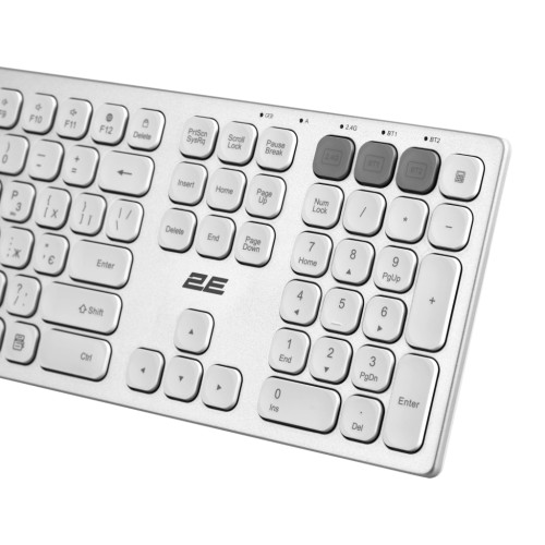 Клавіатура 2E KS270 109key Wireless UA Silver/White (2E-KS270WBWH_UA)