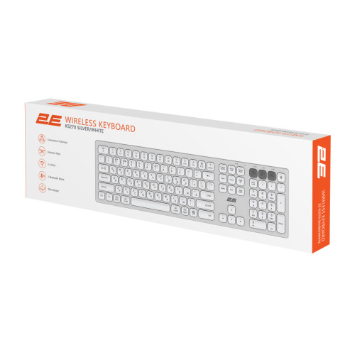 Клавіатура 2E KS270 109key Wireless UA Silver/White (2E-KS270WBWH_UA)