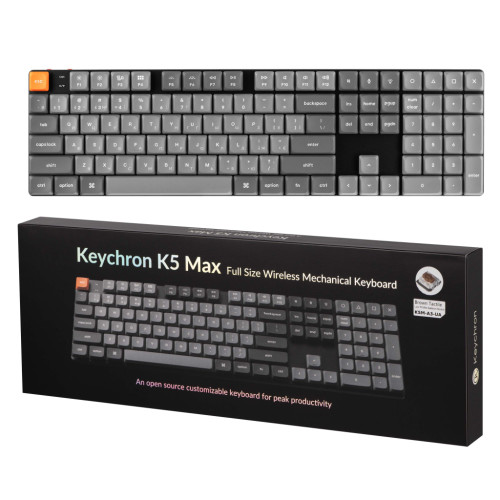 Клавіатура Keychron K5 Max Gateron MX 2.0 Brown White Led QMK Wireless/Bluetooth/USB-А UA Black (K5M-A3-UA)