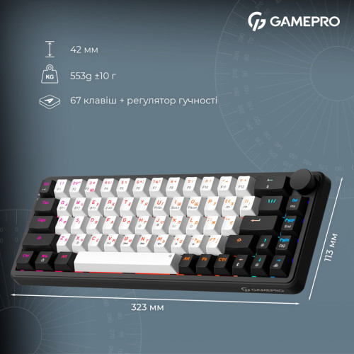 Клавіатура GamePro Asgard Valhalla MK210B Pro 65 RGB Wireless/Bluetooth/USB Black (MK210B Pro)