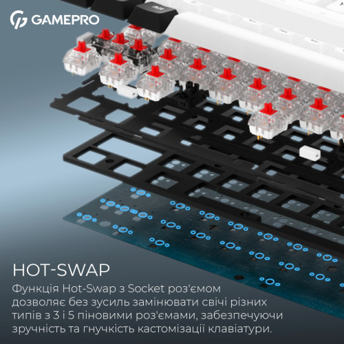 Клавіатура GamePro Asgard Valhalla MK210W Pro 65 RGB Wireless/Bluetooth/USB White (MK210W Pro)
