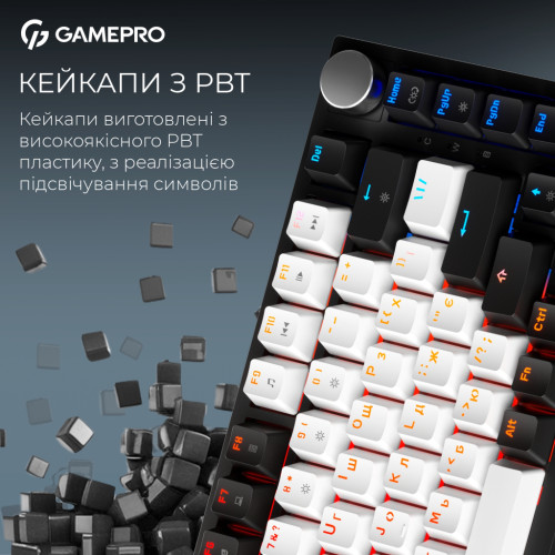 Клавіатура GamePro Asgard Valhalla MK160B Pro 75 RGB Wireless/Bluetooth/USB Black (MK160B Pro)
