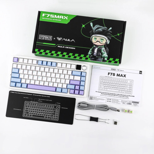 Клавіатура Aula F75 MAX Wireless/Bluetooth UA White/Blue (6978080501158)